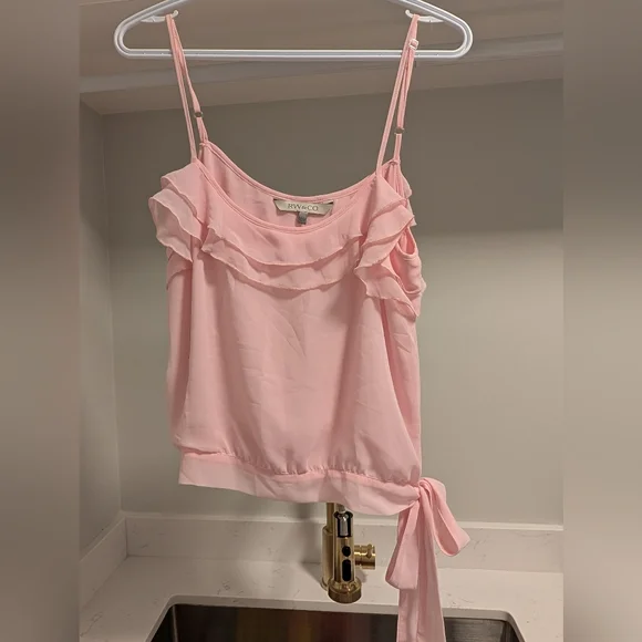 RW&CO. Pink Ruffle Strap Top - Picture 1 of 7